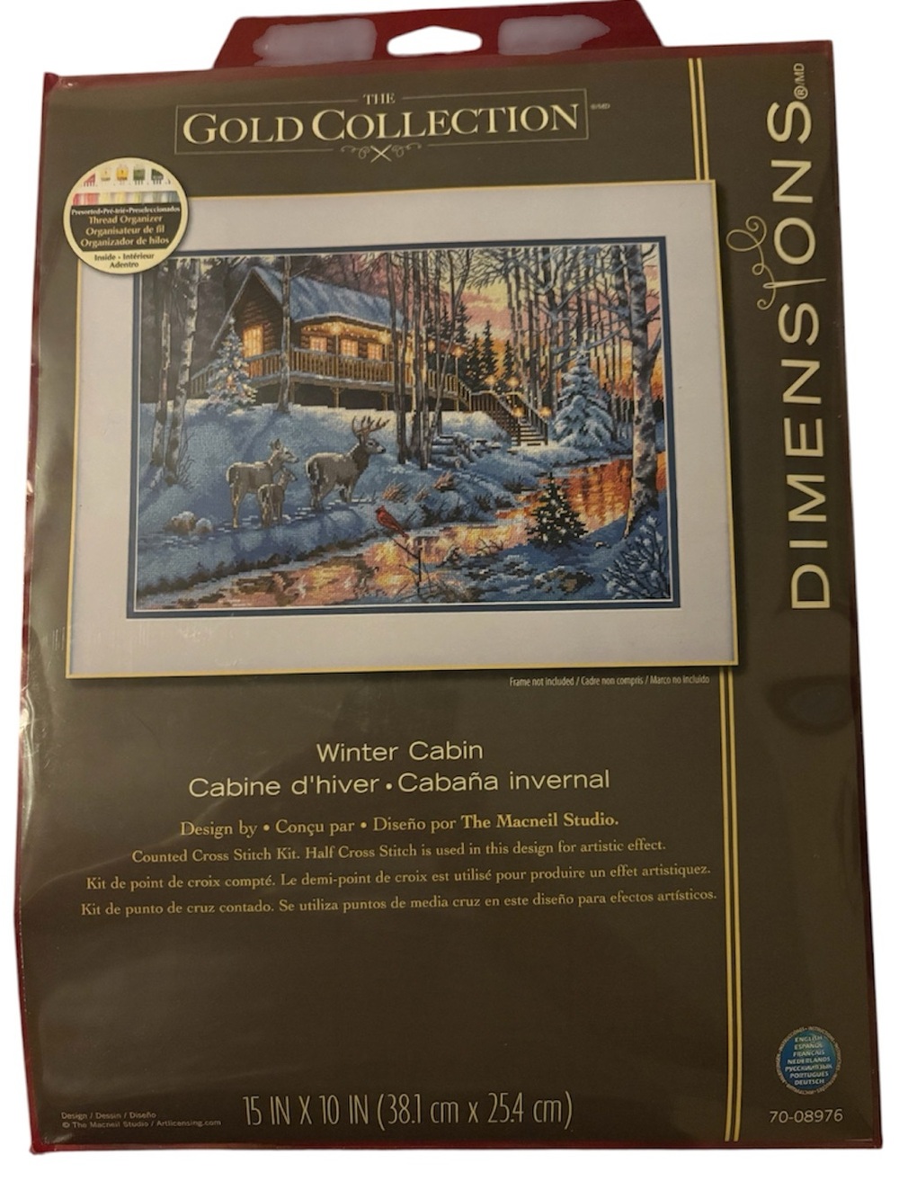 Dimensions The Gold Collection "Winter Cabin" Cross Stitch Kit 15” x 10”